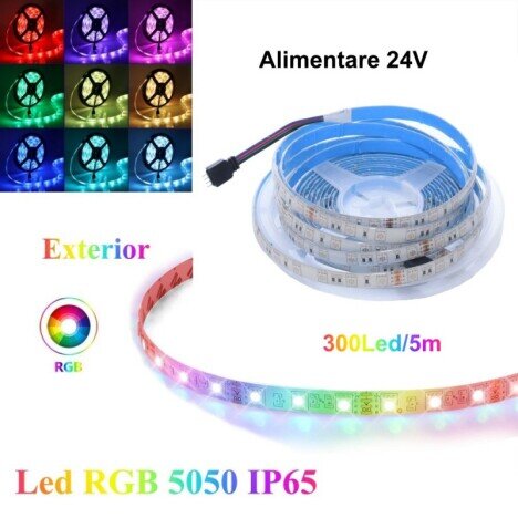 BANDA LED RGB 24V- 60LED/M, EXTERIOR IP65 - 5M/ROL